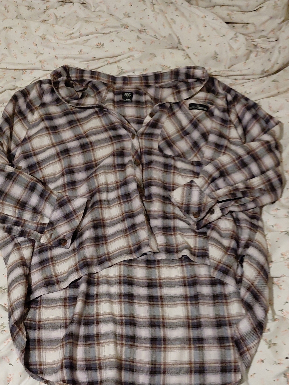 BDG Men's Plaid Button-Down Shirt in Brown and White
